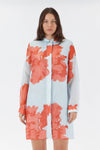 Nada Oversized Mini Shirt Dress - Red Floral
