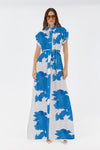Leanne Shirt Maxi Dress - Blue Flower