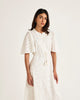 Mallika Cotton Maxi Dress - Floral Embroidery White