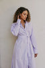 Jasmine Maxi Shirt Dress - Lilac Stripe