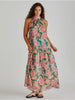 Malia Halter Dress - Pink Green Paisley