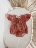 Flutter Sleeve Romper - Red Gingham