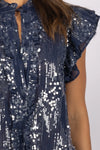 Sequin Me Blouse - Indigo