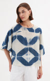 Wide Sleeve Blouse - Blue Diamond