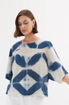 Wide Sleeve Blouse - Blue Diamond