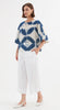 Wide Sleeve Blouse - Blue Diamond