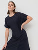 Pinstripe Ponte Dress - Navy
