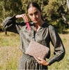 Paige Quilted Suede Clutch