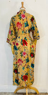 Cotton Kimono Robe - Mustard Blooms