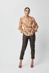 Hemingway High Waist Relaxed Leather Pant - Chocolate