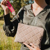 Paige Quilted Suede Clutch