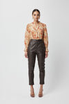 Hemingway High Waist Relaxed Leather Pant - Chocolate