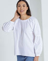 Gathered Sleeve Top - White