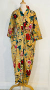 Cotton Kimono Robe - Mustard Blooms